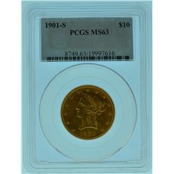 1901 "S" $10 PCGS MS63 Gold Liberty Eagle