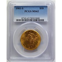 1901 S PCGS MS 62 $10.00 LIB Gold