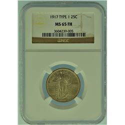 1917 NGC MS 65 Full Head Standing Lib Quarter