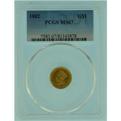 1882 PCGS MS 67 Gold $1.00