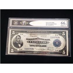 1918 $5 FRBN Gem 66