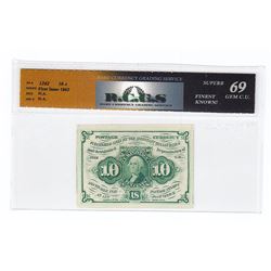 FR 1242 10C Fractional Certified GEM 69 Finest Known !