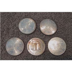 5 - 1 oz Silver 1974 Trade
