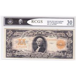 1922 $20 Gold Note VF