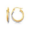 Image 1 : 14K Two-Tone Gold Interlaced Hoop Earrings with Hammered Texture