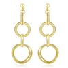 Image 1 : 14K Yellow Gold Dangling Earrings with Multi-Textured Entwined Circles