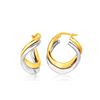 Image 1 : 14K Two Tone Gold Earrings in Fancy Double Twist Style