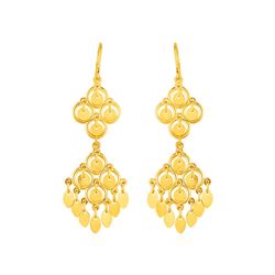 Chandelier Earrings with Polished Drops in 10K Yellow Gold