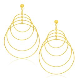 14K Yellow Gold Graduated Textured Circle Earrings