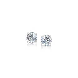 14K White Gold 3mm Faceted White Cubic Zirconia Stud Earrings