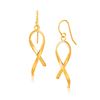 Image 1 : 14K Yellow Gold Ribbon Style Dangling Earrings