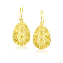 14K Yellow Gold Spiral Pattern Mesh Teardrop Pendant