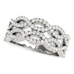 Diamond Studded Double Interlocking Waves Ring in 14K White Gold  (5/8 ct. tw.)