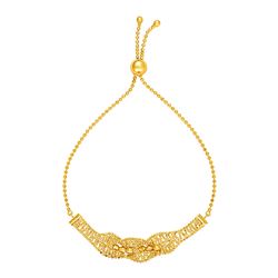Textured Wavy Chain Motif Adjustable Bracelet in 14K Yellow Gold
