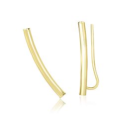 14K Yellow Gold Curved Tube Polished Earrings