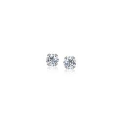 14K White Gold White Cubic Zirconia 2mm Stud Earrings
