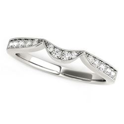 14K White Gold Milgrained Curved Wedding Diamond Band (1/6 ct. tw.)