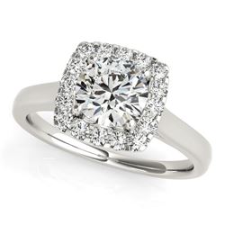 14K White Gold Square Shape Border Round Cut Diamond Engagement Ring (1 1/3 ct. tw.)
