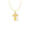 Image 1 : Two Layer Cross Pendant in 14K Two Tone Gold