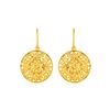 Image 1 : Textured Ribbon Texture Round Drop Earrings in 14K Yellow Gold