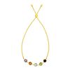 Image 1 : Adjustable Bracelet with Multicolored Medium Round Gemstones in 14K Yellow Gold