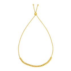 Adjustable Bracelet with Small Textured Beads in 14K Yellow Gold