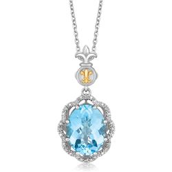 18K Yellow Gold and Sterling Silver Fleur De Lis Design Pendant