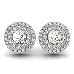 14K White Gold Double Halo Round Diamond Earrings (1 1/4 ct. tw.)