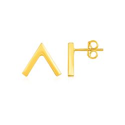 Inverted V Post Earrings in 14K Yellow Gold