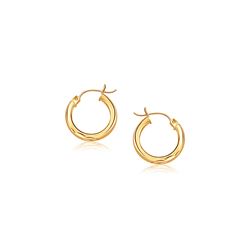 14K Yellow Gold Hoop Earring with Diamond-Cut Finish (20mm Diameter)