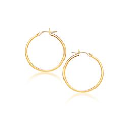 10K Yellow Gold Polished Hoop Earrings (40 mm)