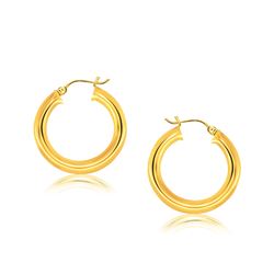 14K Yellow Gold Polished Hoop Earrings (30 mm)