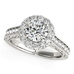14K White Gold Round Diamond Engagement Ring with Stylish Shank (1 5/8 ct. tw.)