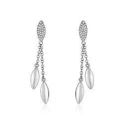 14K White Gold and Diamond Puff Marquise Dangle Earrings (1/4 ct. tw.)