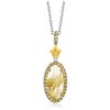 Image 1 : 18K Yellow Gold & Sterling Silver Oval Shape Golden Rutilated Quartz Pendant