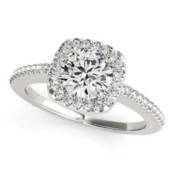 14K White Gold Round Pave Style Slim Shank Diamond Engagement Ring (1 1/8 ct. tw.)