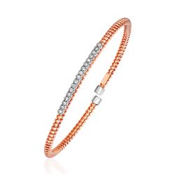 14K Rose Gold and Diamond 3mm Flexible Bangle Bracelet