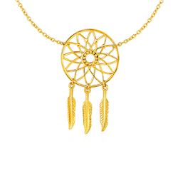 Dream Catcher Pendant in 14K Yellow Gold
