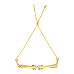 Adjustable Friendship Bracelet with Infinity Motif in 14K Yellow and White Gold