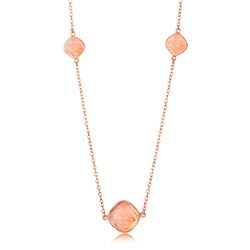 Sterling Silver Rose Gold Plated Station Raspberry Rutilated Quartz Necklace