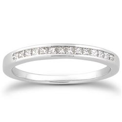 14K White Gold Channel Set Princess Diamond Wedding Ring Band