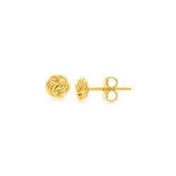 14K Yellow Gold Small Love Knot Motif Stud Earrings