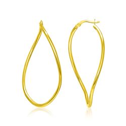 14K Yellow Gold Oval Twisted Hoop Earrings