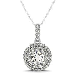 14K White Gold Diamond Halo Round Shape Pendant (1 1/4 ct. tw.)