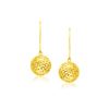 Image 1 : 14K Yellow Gold Dangling Round Mesh Earrings