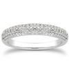 Image 1 : 14K White Gold Triple Multi-Row Micro- Pave Diamond Wedding Ring Band