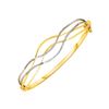 Image 1 : Wave Motif Hinged Bangle in 10K Two Tone Gold