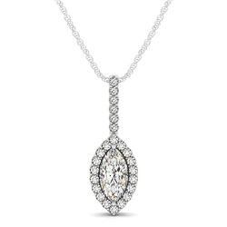 Marquis Shape Diamond Halo Pendant in 14K White Gold (2/3 ct. tw.)
