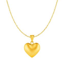 Puffed Heart Pendant in 10K Yellow Gold