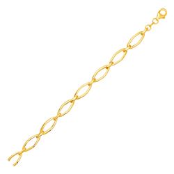 Polished Oval Marquise Link Bracelet in 14K Yellow Gold